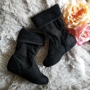 🎄 Soft Suede Black Boots Kids Toddler 9